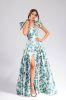 Rochie bumbac, slit adanc, corset top cu inchidere fermoar spate, bretele reglabile
