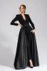 Compleu Aniela 2, pantaloni stofa lina, trena detasabila tafta cu inchidere fermoar spate, bluza cu decolteu dantela, fermoar lateral