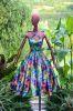Rochie midi tafta satinata bumbac imprimat, Jupa tulle